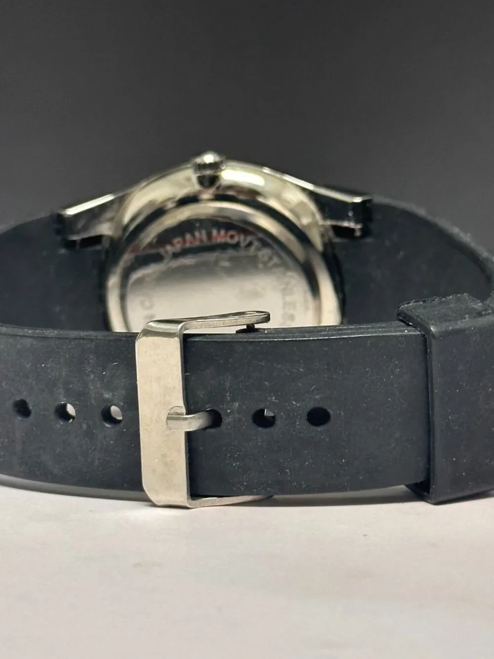 Cote d' Azur Watch Men Silver Tone Slim Round Black Resin Band New Battery 10
